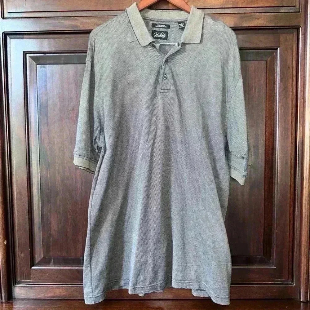 John Daly Polo Shirt for Golfing and Business casual wear, Men’s L Gray & Black